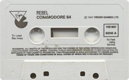 Cartridge artwork for Rebel on the Commodore 64.