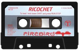 Cartridge artwork for Ricochet (Firebird) on the Commodore 64.