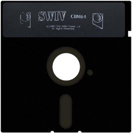 Cartridge artwork for SWIV on the Commodore 64.