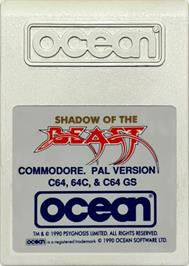 Cartridge artwork for Shadow Of The Beast on the Commodore 64.