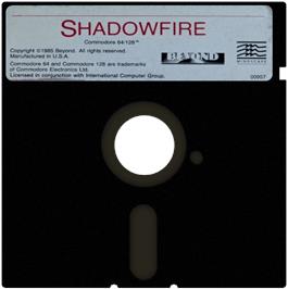 Cartridge artwork for Shadowfire on the Commodore 64.