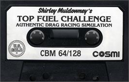 Cartridge artwork for Shirley Muldowney's Top Fuel Challenge on the Commodore 64.