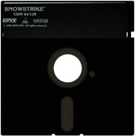 Cartridge artwork for Snow Strike on the Commodore 64.