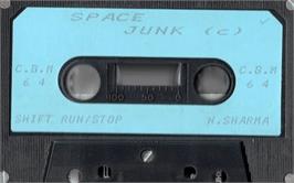Cartridge artwork for Space Junk on the Commodore 64.
