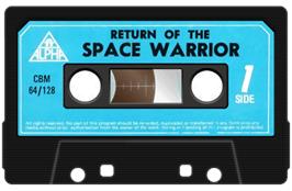 Cartridge artwork for Space Warrior on the Commodore 64.