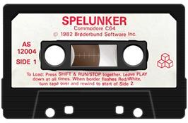 Cartridge artwork for Spelunker on the Commodore 64.