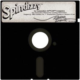 Cartridge artwork for Spindizzy on the Commodore 64.