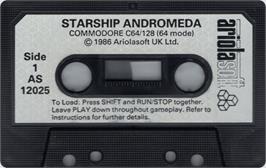Cartridge artwork for Starship Andromeda on the Commodore 64.
