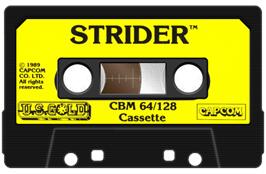 Cartridge artwork for Strider on the Commodore 64.