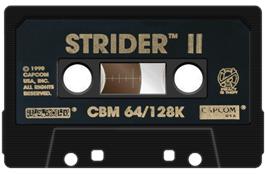 Cartridge artwork for Strider 2 on the Commodore 64.