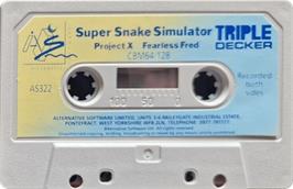 Cartridge artwork for Super Snake Simulator on the Commodore 64.