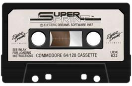 Cartridge artwork for Super Sprint on the Commodore 64.