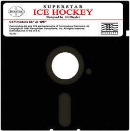 Cartridge artwork for Superstar Ice Hockey on the Commodore 64.