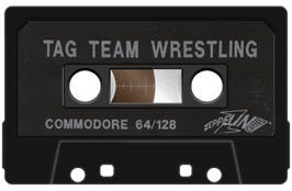 Cartridge artwork for Tag Team Wrestling on the Commodore 64.