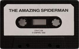 Cartridge artwork for The Amazing Spider-Man on the Commodore 64.
