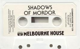 Cartridge artwork for The Shadows of Mordor on the Commodore 64.