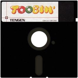 Cartridge artwork for Toobin' on the Commodore 64.