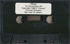 Cartridge artwork for Trax! on the Commodore 64.