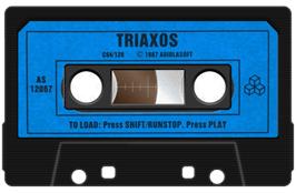 Cartridge artwork for Triaxos on the Commodore 64.