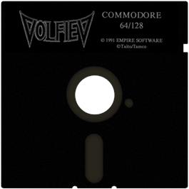Cartridge artwork for Volfied on the Commodore 64.