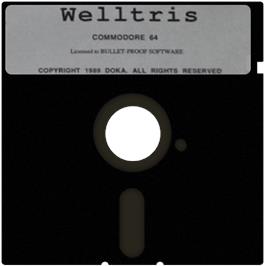 Cartridge artwork for Welltris on the Commodore 64.