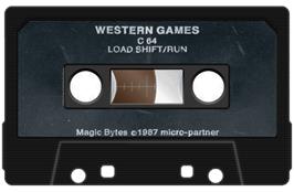 Cartridge artwork for Western Games on the Commodore 64.
