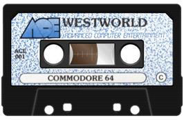 Cartridge artwork for Westworld on the Commodore 64.