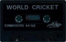 Cartridge artwork for World Cricket on the Commodore 64.