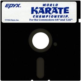 Cartridge artwork for World Karate Championship on the Commodore 64.