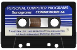 Cartridge artwork for Xanagrams on the Commodore 64.