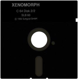 Cartridge artwork for Xenomorph on the Commodore 64.