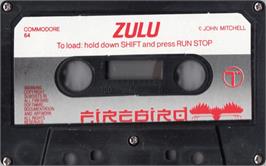Cartridge artwork for Zulu on the Commodore 64.