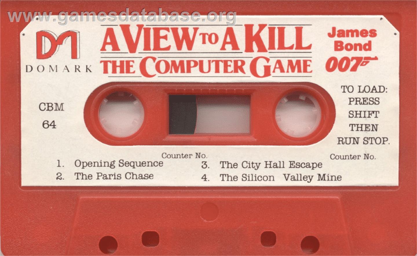 A View to a Kill - The Computer Game - Commodore 64 - Artwork - Cartridge