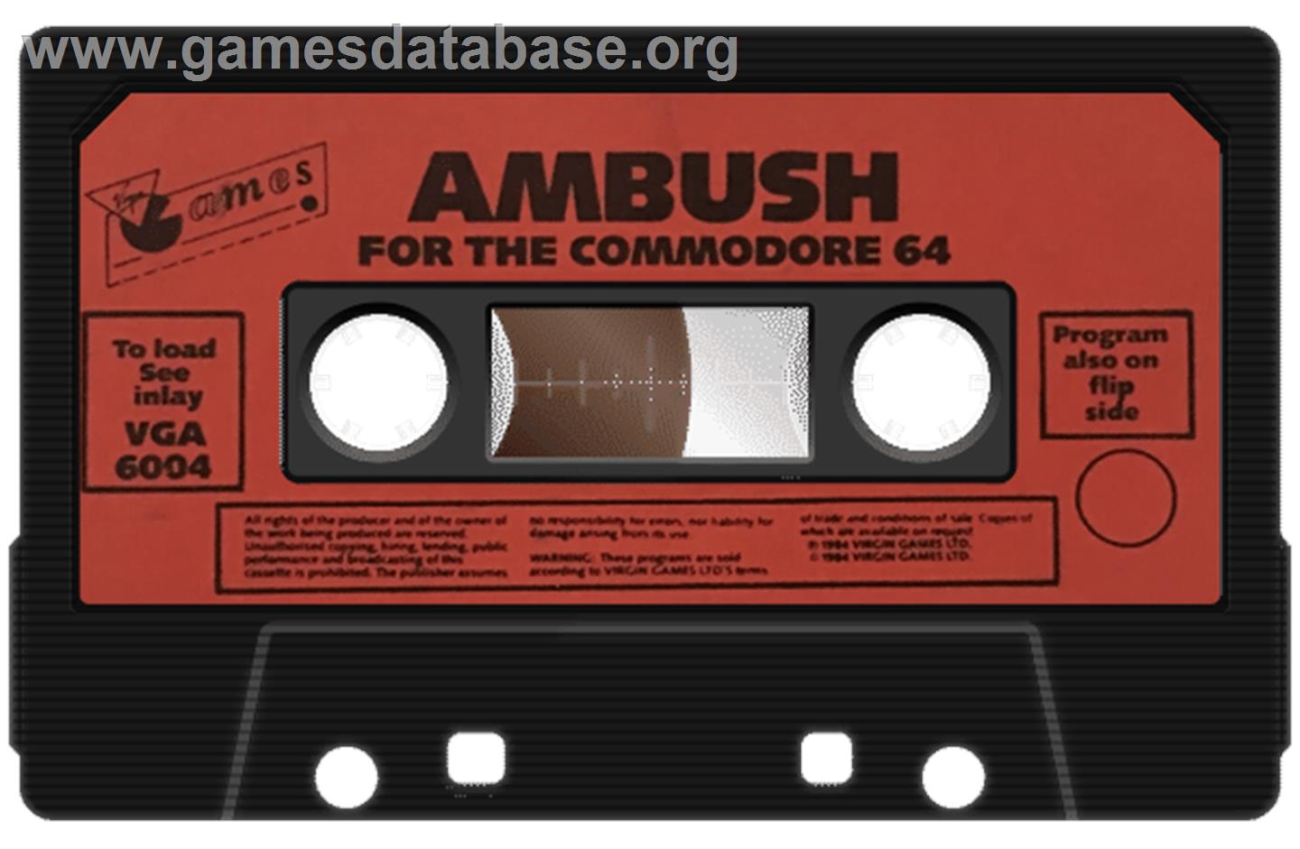 Ambush (Virgin) - Commodore 64 - Artwork - Cartridge