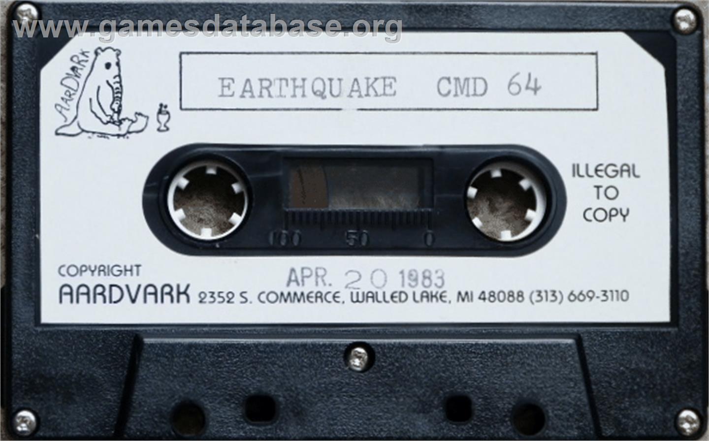 Earthquake - Commodore 64 - Artwork - Cartridge