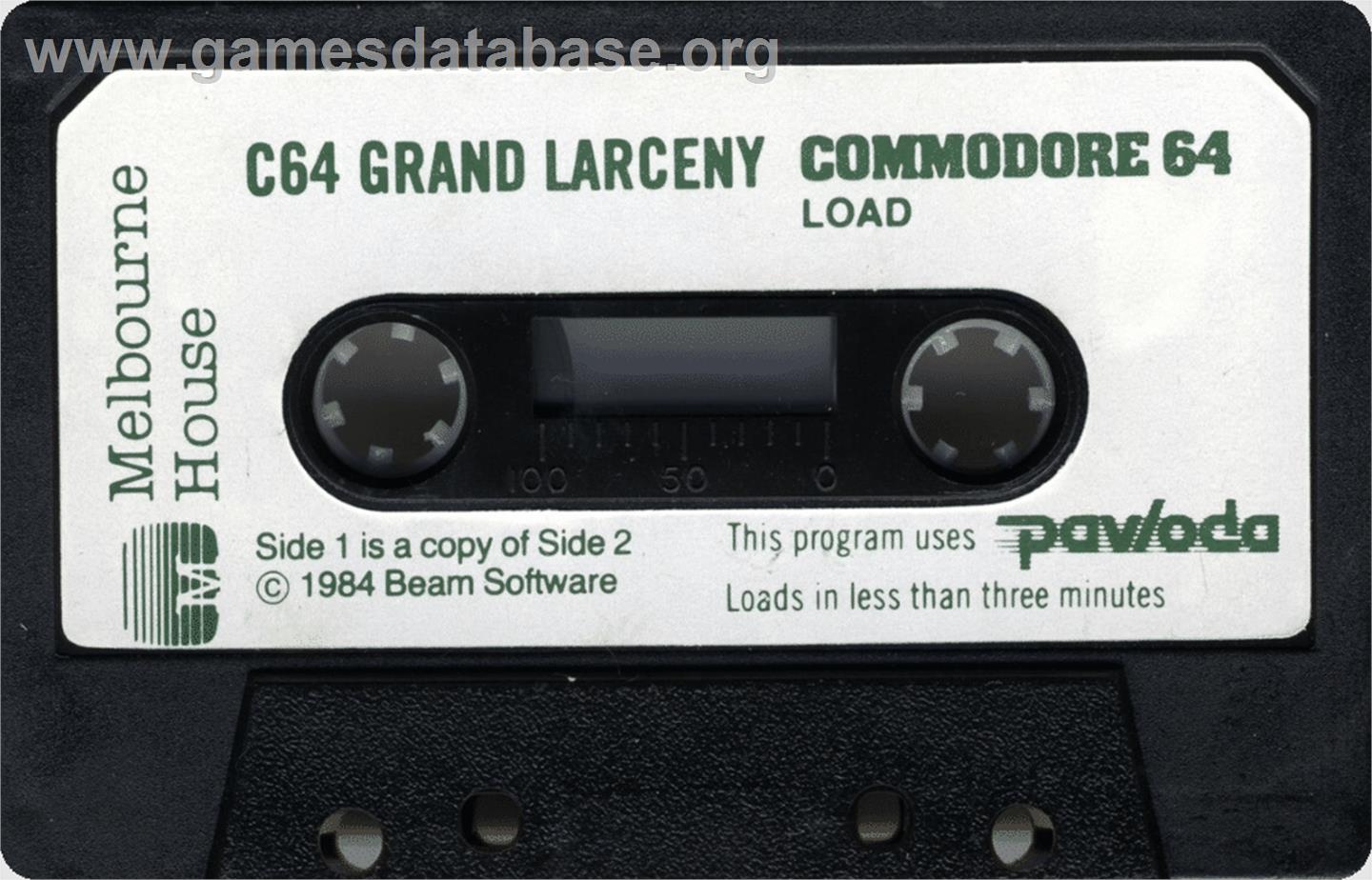 Grand Larceny - Commodore 64 - Artwork - Cartridge