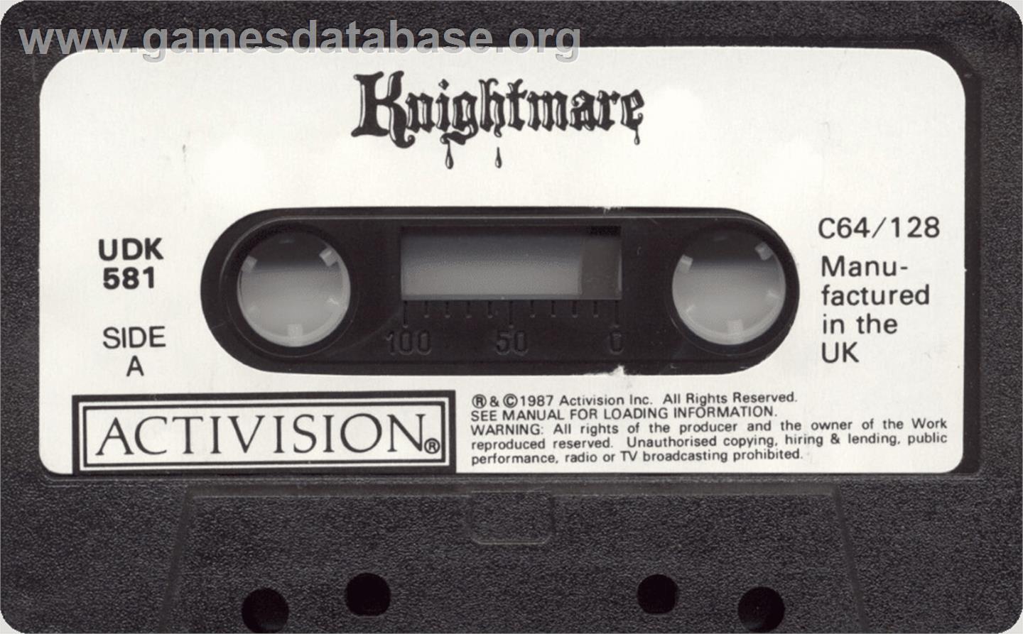 Knightmare - Commodore 64 - Artwork - Cartridge