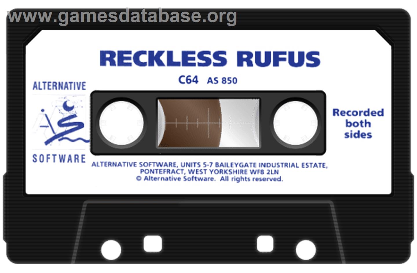 Reckless Rufus - Commodore 64 - Artwork - Cartridge