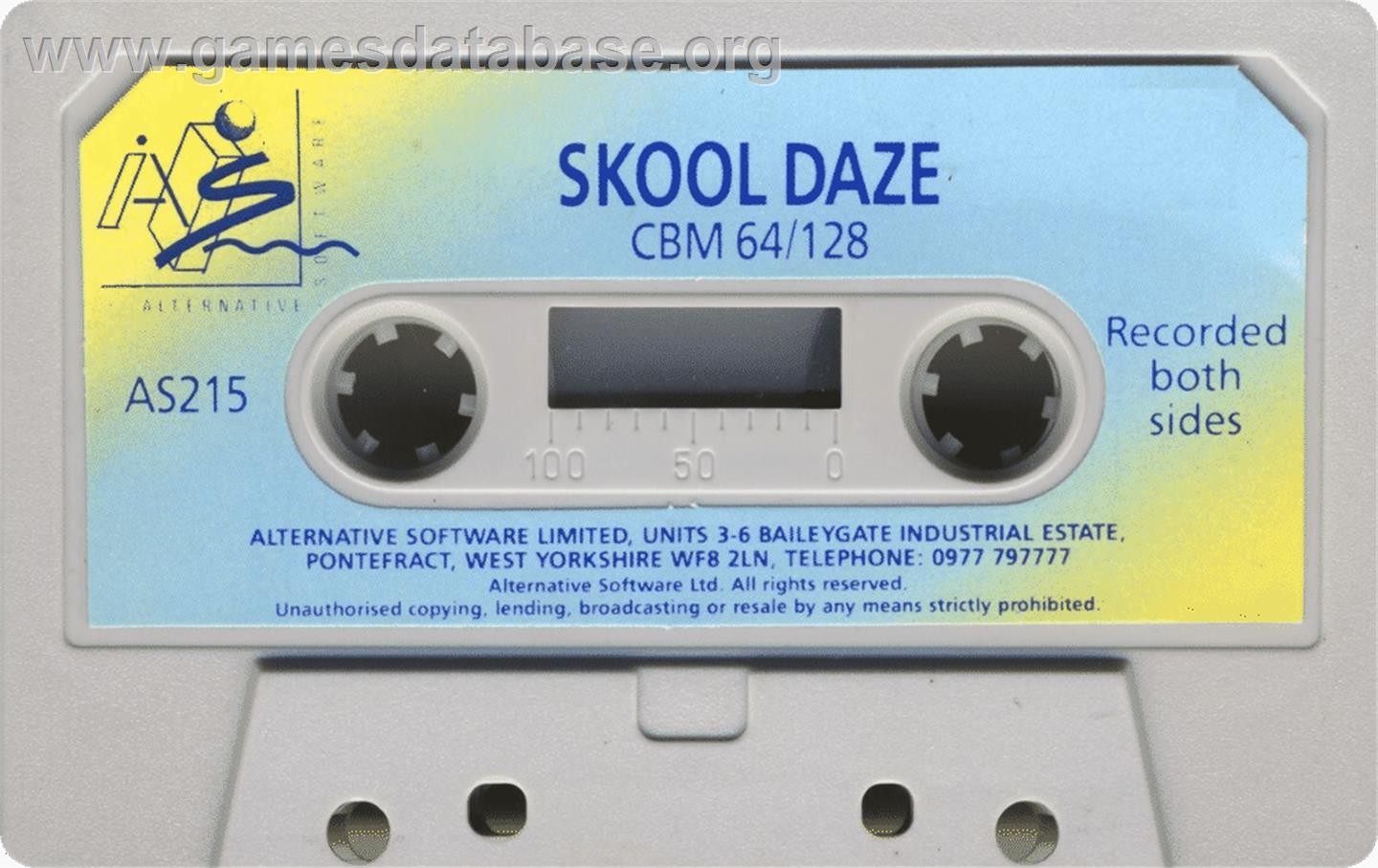 Skool Daze - Commodore 64 - Artwork - Cartridge