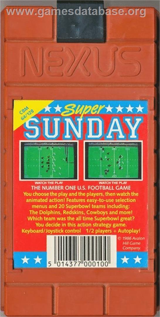 Superbowl Sunday - Commodore 64 - Artwork - Cartridge