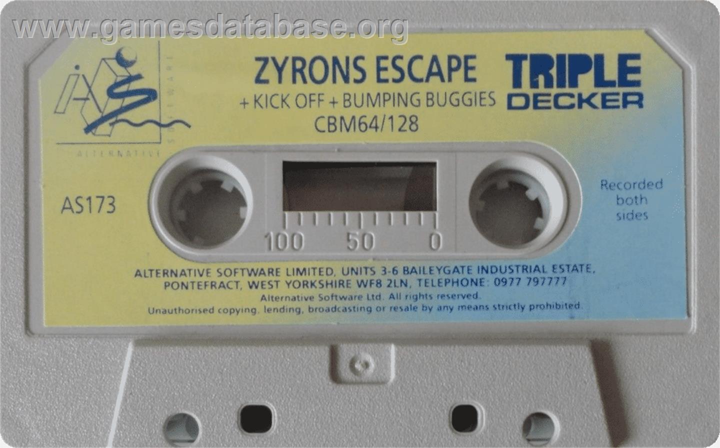 Zyrons Escape - Commodore 64 - Artwork - Cartridge