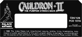Top of cartridge artwork for Cauldron II: The Pumpkin Strikes Back on the Commodore 64.