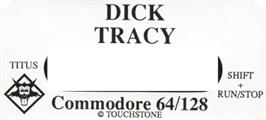 Top of cartridge artwork for Dick Tracy on the Commodore 64.