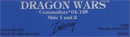 Top of cartridge artwork for Dragon Wars on the Commodore 64.
