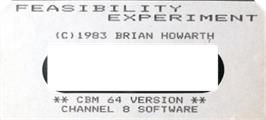 Top of cartridge artwork for Feasibility Experiment on the Commodore 64.