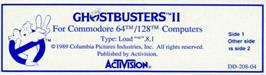 Top of cartridge artwork for Ghostbusters 2 on the Commodore 64.