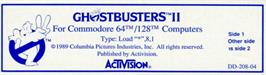 Top of cartridge artwork for Ghostbusters II on the Commodore 64.