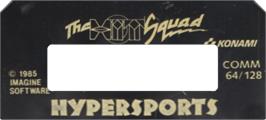 Top of cartridge artwork for Hyper Sports on the Commodore 64.