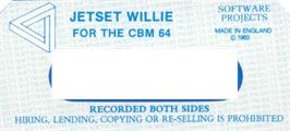 Top of cartridge artwork for Jet Set Willy on the Commodore 64.