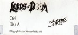 Top of cartridge artwork for Lords of Doom on the Commodore 64.